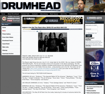 GOJIRADRUMHEADMAG Gojira Drumhead Mag