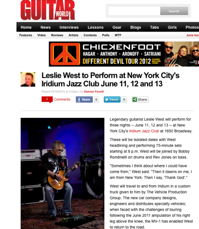 LESLIE WEST GUITAR WORLD